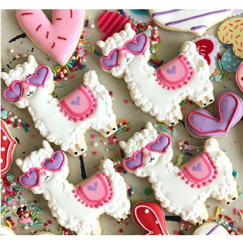 

IHANALICIOUS Butter Cookies tema hewan Alpaca Llama Alpaka 1 (kukis hias karakter)