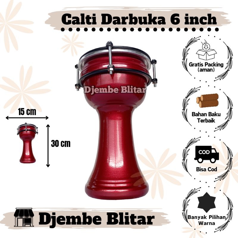 Calti Darbuka Termurah 6 inch Dumbuk Mika Kendang Anak Mainan Anak Kayu Alat Musik Tradisional Jimbe