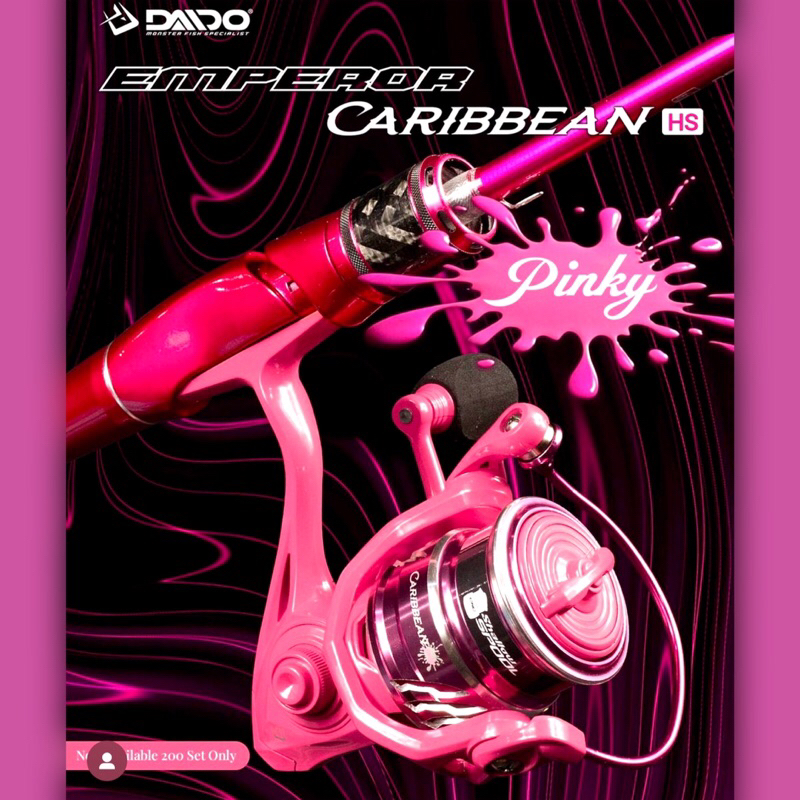 Paket Joran Set Daido Emperor Pro Pink 702 dan Reel Daido Caribbean 2000HS Pinky Valentine Series