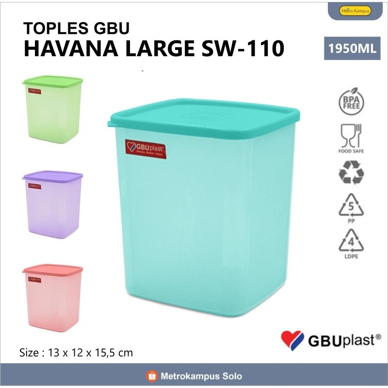 Toples Plastik GBU  Havana Large 1900ml | Wadah Krupuk Kotak