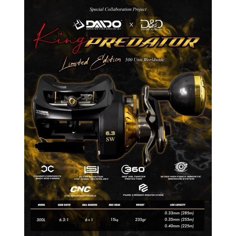 Reel Daido King Predator 300L X DND LIMITED ITEM HANYA 500PCS Se-INDONESIA