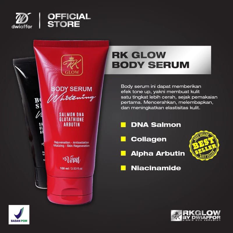 BODY SERUM WHITENING//RK GLOW BODY SERUM DNA SALMON DWIAFFOR