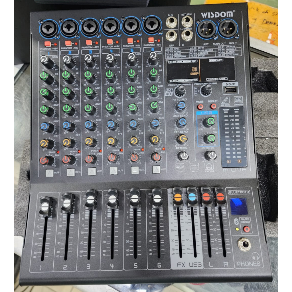 Mixer audio wisdom live6 / live 6 6CH bluetooth soundcard original
