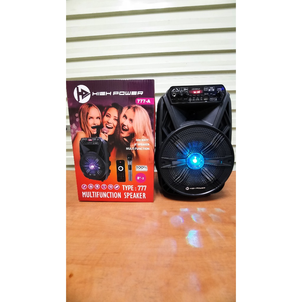 Speaker portable portabel wireless 8 inchi mic bluetooth RGB nyala