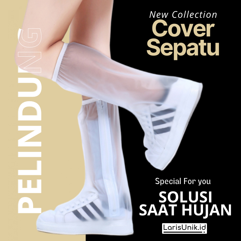 Pelindung Sepatu Anti slip Selip Saat Air Hujan Transparan PVC Rain Shoe Cover Shoes Waterproof Jas 
