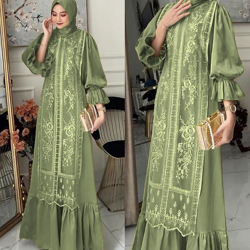 REAL VIDEO FA2413 Gamis BUSUI Nismara SIZE L - XL 5WARNA / HM / Maxi Long Dress Muslim / Pakaian Mus
