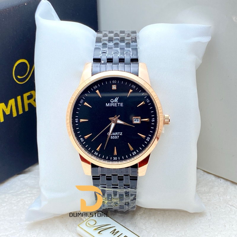 MIRETE ORIGINAL WATCH Jam Tangan Pria Analog Tanggal Aktif Tipe 8597 Stainless Water Resistant Free 