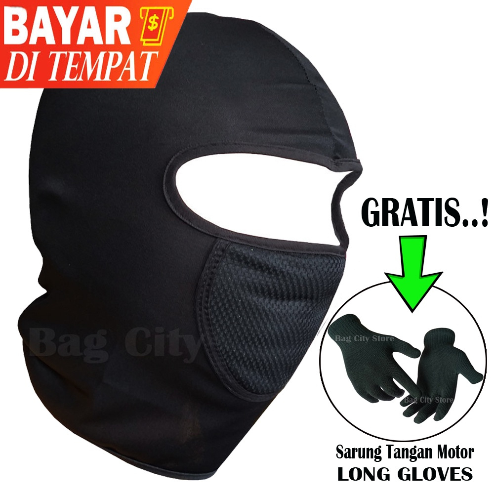 Masker Baff Pengendara Motor Baff Masker - Masker Ninja - Masker Motor Pria Black - Masker Full Face