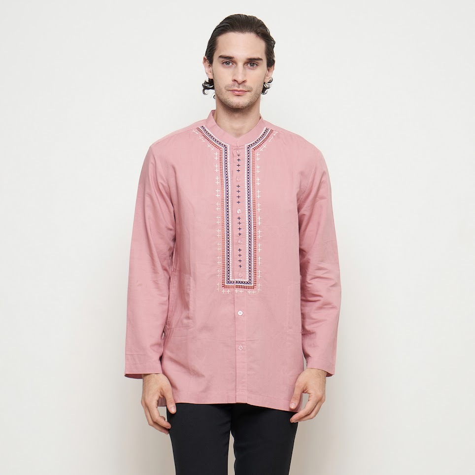 Preview Baju Koko Pria Lengan Panjang Pink By Itang Yunasz Limited - 3092