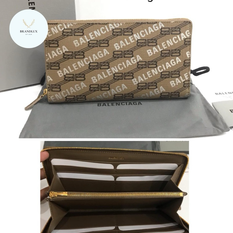 BALENCIAGA Zip Long Wallet Monogram brown