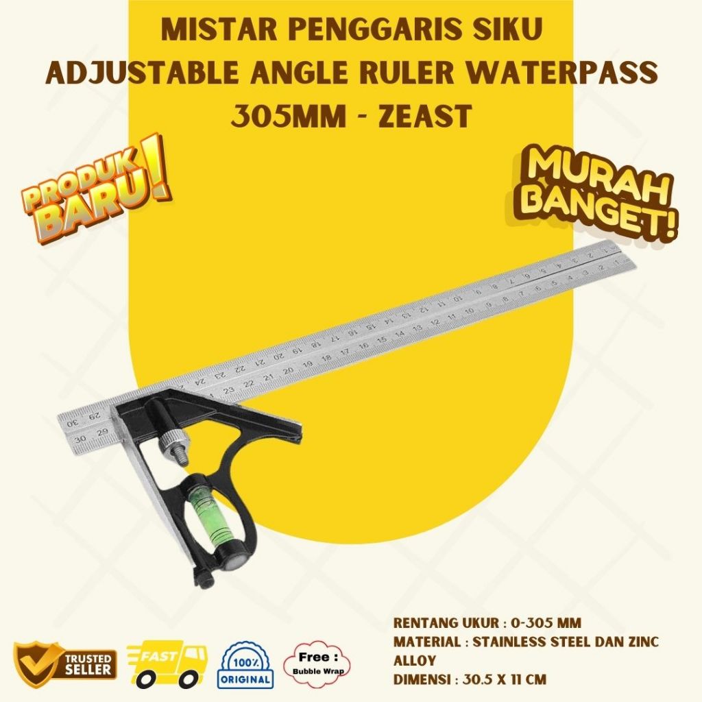 

Penggaris Siku Tukang Multifungsi Dengan Waterpass Awet Murah