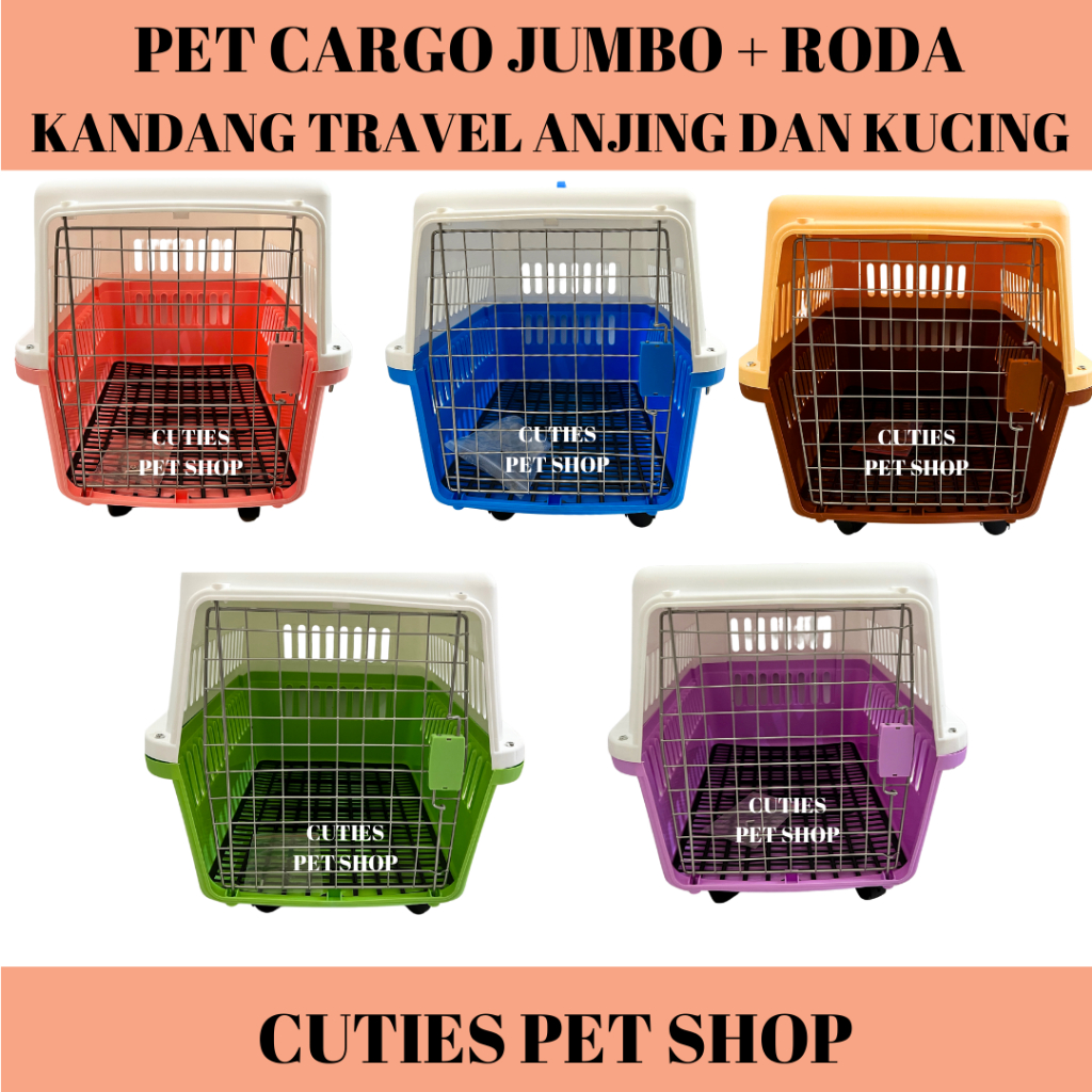 PET CARGO JUMBO + RODA KANDANG TRAVEL ANJING KUCING KELINCI UNTUK RAS BESAR
