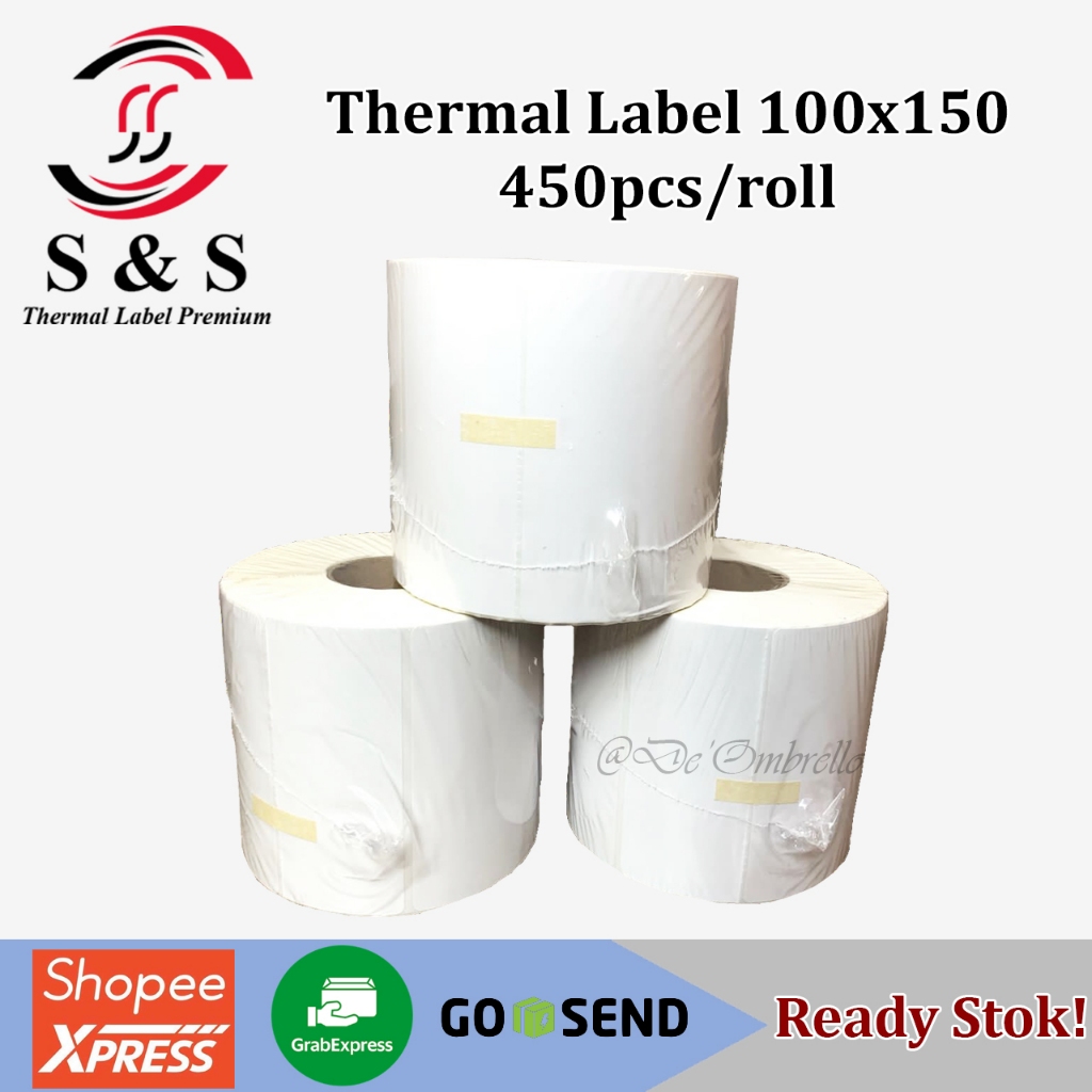 

[450pcs] Thermal Label Stiker 100 x 150 x 450 pcs/roll Ukuran A6 Premium Quality