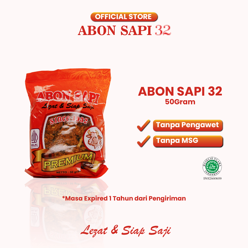 

Abon SAPI 32 50GR Asli Premium Lezat dan siap saji Tanpa Pengawet