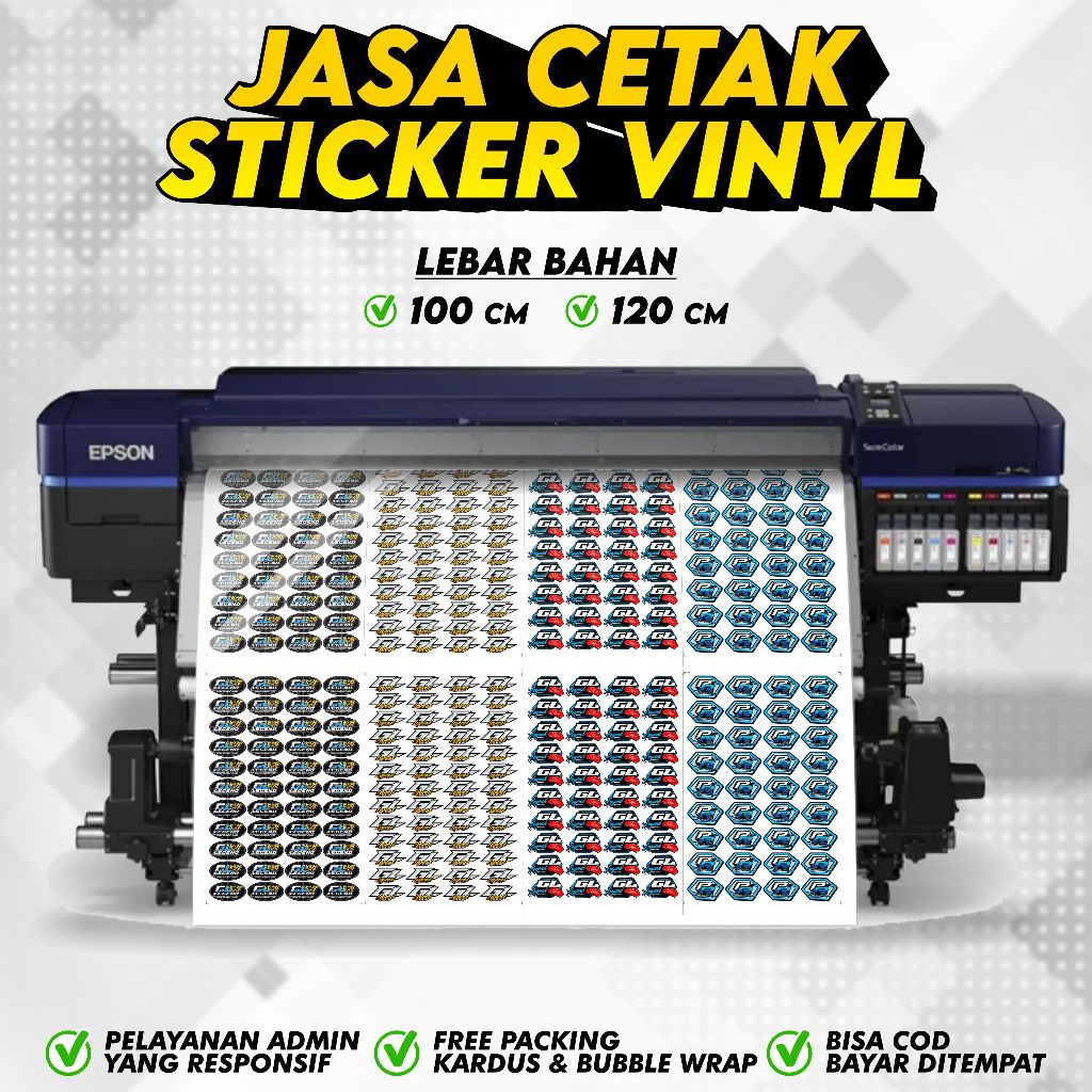 

Jasa Cetak Sticker Bahan Vinyl Ukuran 100 Finishing Glossy