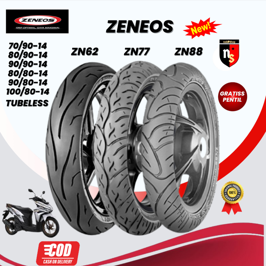 BAN ZENEOS ZN62 RING 14 90/80 TUBELESS Free Pentil