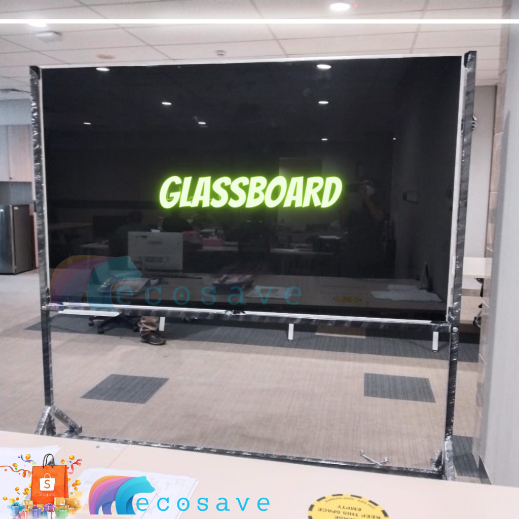 

Black Glassboard Standing Non Magnetic Papan Tulis Kaca Hitam Glass Board Whiteboard Kaca Kaki Beroda Black Board 45x60 60x90