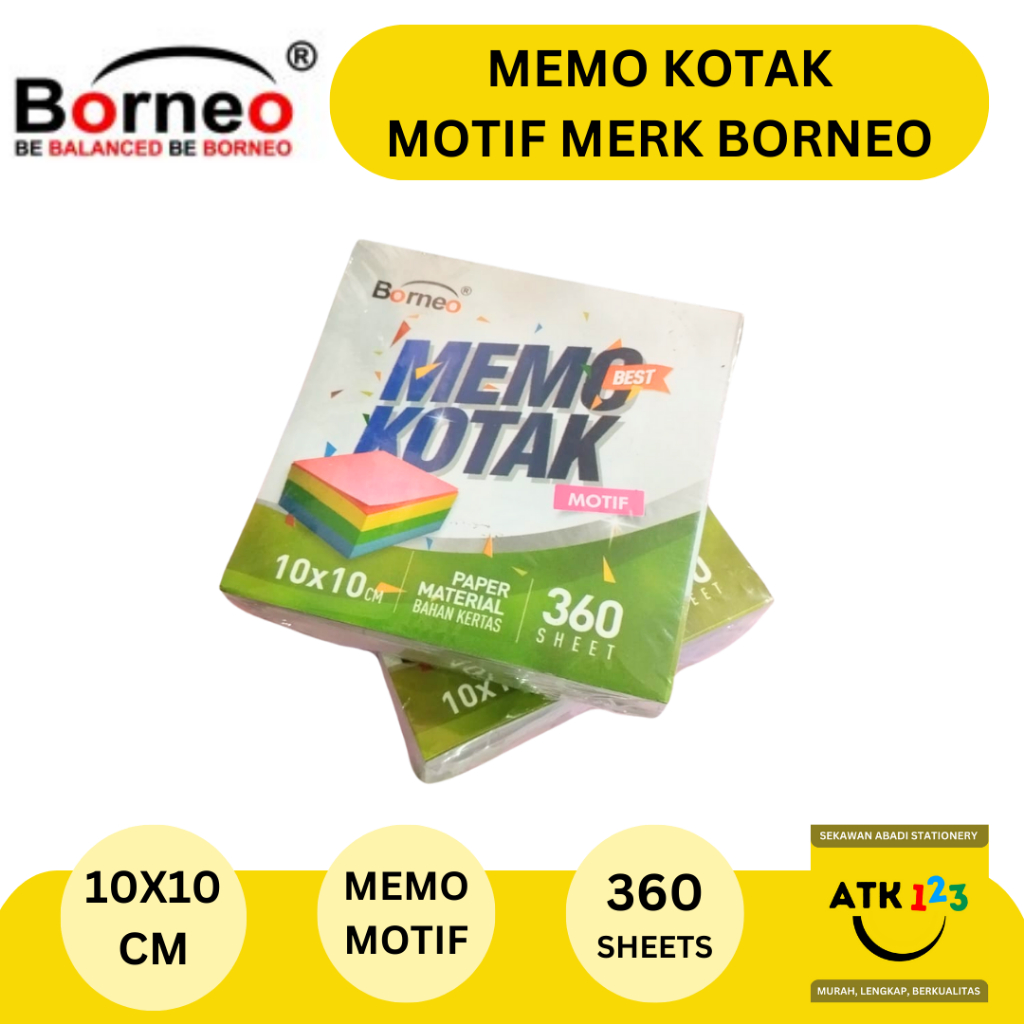 

Memo Kertas Kotak Motif Garis merk Borneo 10x10cm 360 Sheets