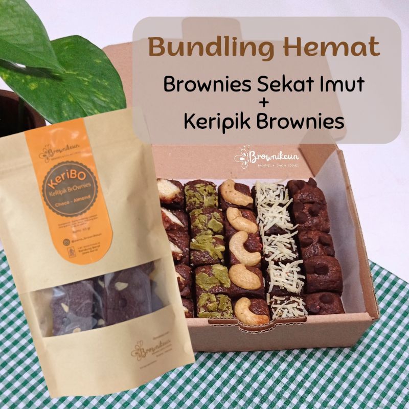 

Bundling Hemat Fudgy Brownies Sekat Imut 25 Potong Mini Box 11 x 11cm dan Keripik Brownies 65gr