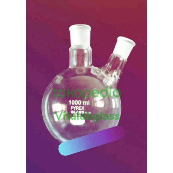 Boiling 2 neck 1000 ml pyrex Labu didih 2 leher 1000 ml pyrex