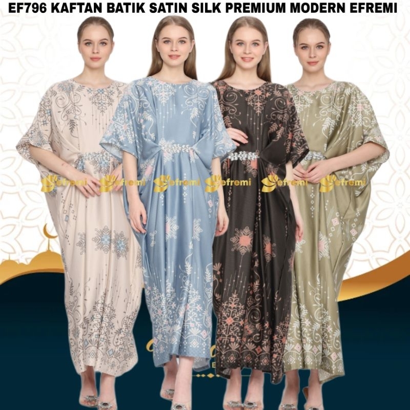 EF796 KAFTAN BATIK JUMBO WANITA/KAFTAN LEBARAN/KAFTAN BATIK SATIN PREMIUN//KAFTAN MODERN/KAFTAN MUSL