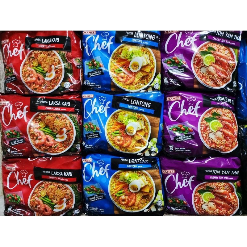 [HALAL] Mamee Chef Noodle Lontong Mie Instan Mame Malaysia Laksa / Tomyum, Mamee Chef Mie Instant Curry Laksa Mamee Creamy Tomyam 88g