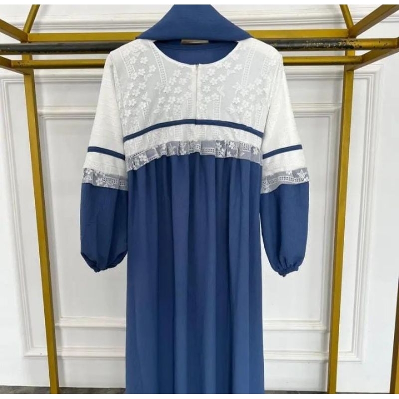 (FREE HIJAB) ZASKIA DRESS/DRESS BROKAT/DRESS BROKAT LENGAN PANJANG/DRESS WANITA BROKAT