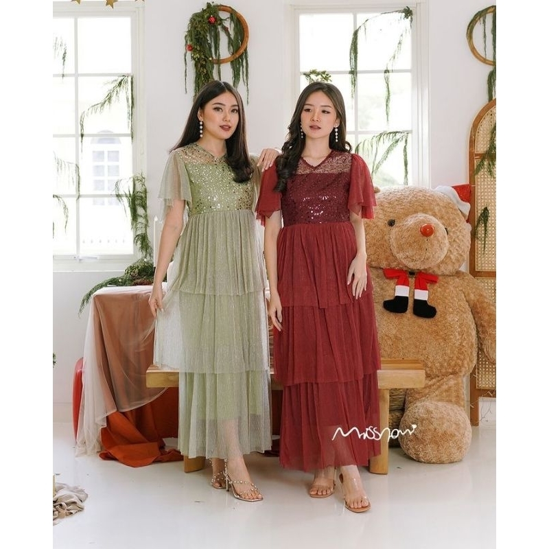 PRELOVED - MissNomi Nona Dress Sage Green - Dress Pesta - Long Dress