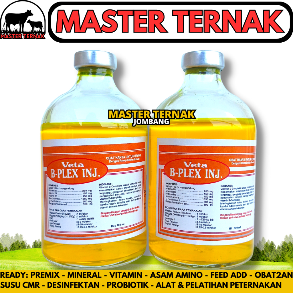 VETA B PLEX Inj 100ml - VITAMIN B Kompleks untuk Hewan - Vitamin B Komplek Hewan Ampuh