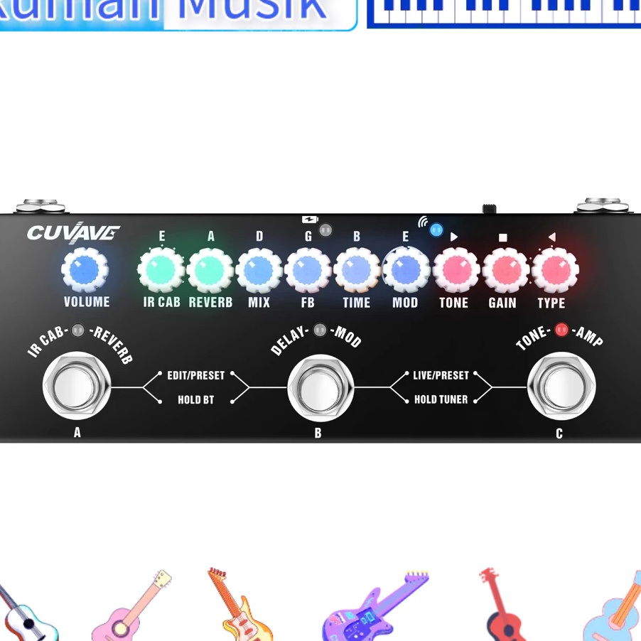 DiSkon  CUVAVE CUBE BABY Pedal Efek Gabungan Gitar Listrik Multifungsi Portabel dengan Fungsi Antarm