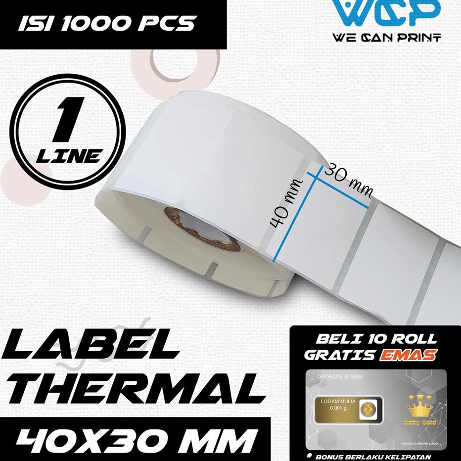 

Terbaru Label Thermal 4x3mm 4x3 4 x 3 mm 1 LINE Kertas Sticker Receipt Printer Barcode Xprinter