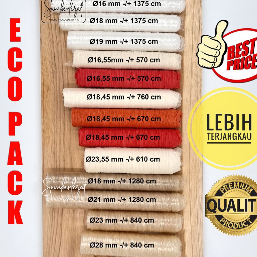 

GROSIR ECO PACK Casing Kulit Selongsong Sosis Plastik Selulosa Kolagen Collagen Edible Halal Food Grade