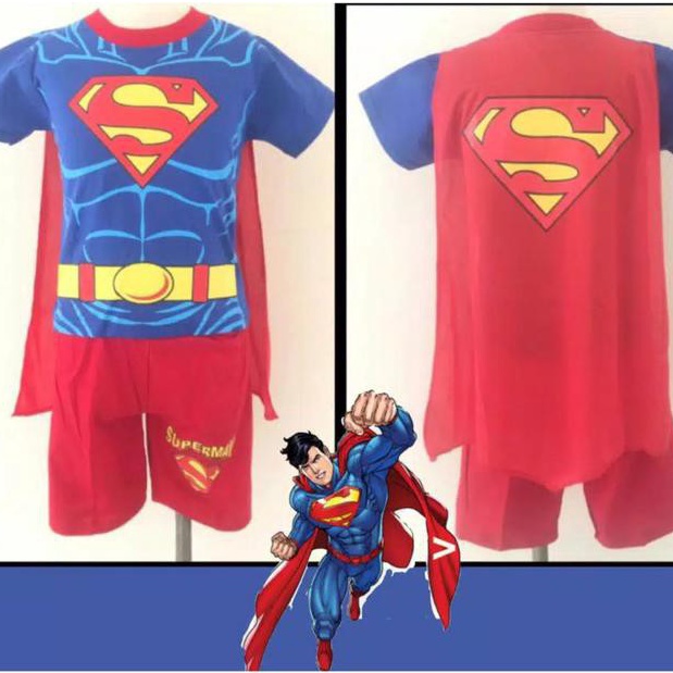 HOT SALE Baju anak setelan superman sayap lengan pendek  BAJU ANAK SUPERMAN PENDEK SAYAP