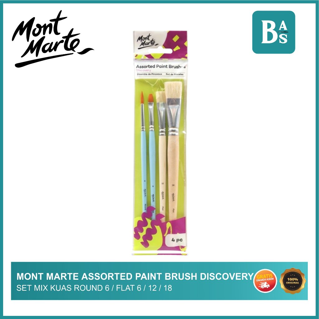 

MONT MARTE BRUSH SET 4 PCS FLAT 12.18 FLAT 6 ROUND 6