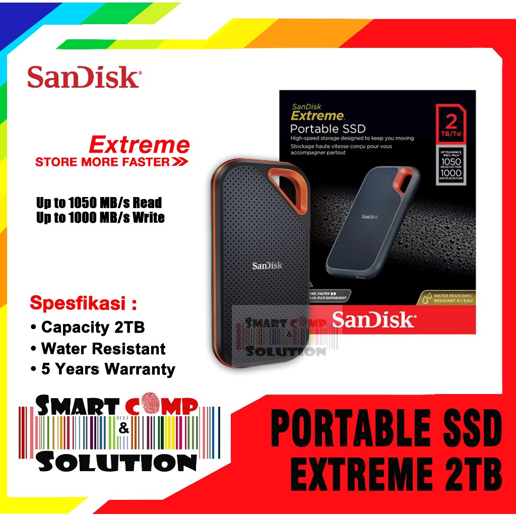 SSD External 2TB Sandisk Extreme Portable 2 TB Garansi Resmi