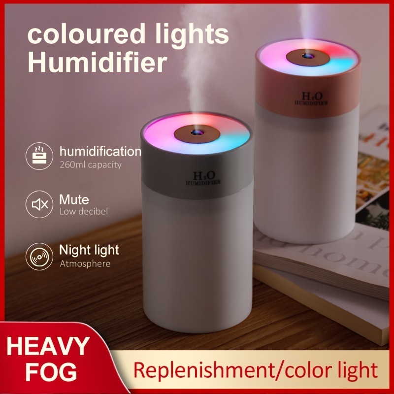 PP Humidifier Tabung 260ml Pengharum Ruangan Kamar Tidur Pembuat Pelembap Uap Alami Lampu RGB Lampu