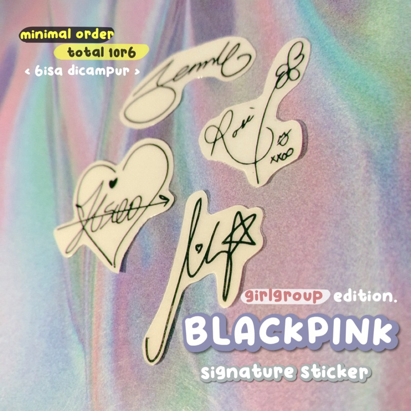 

blackpink signature sticker ♡ stiker transparan ttd tandatangan kpop girlgroup bp idol jennie jisoo lisa rose