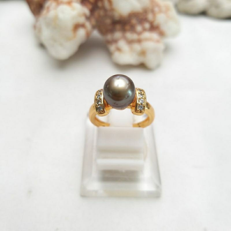 CINCIN MUTIARA LOMBOK AIR LAUT GRADE C HITAM TAHITIAN