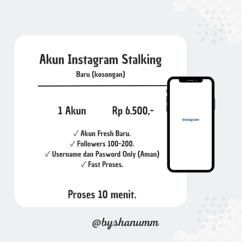 Akun IG Baru Akun IG Kosongan Murah Akun IG Stalking