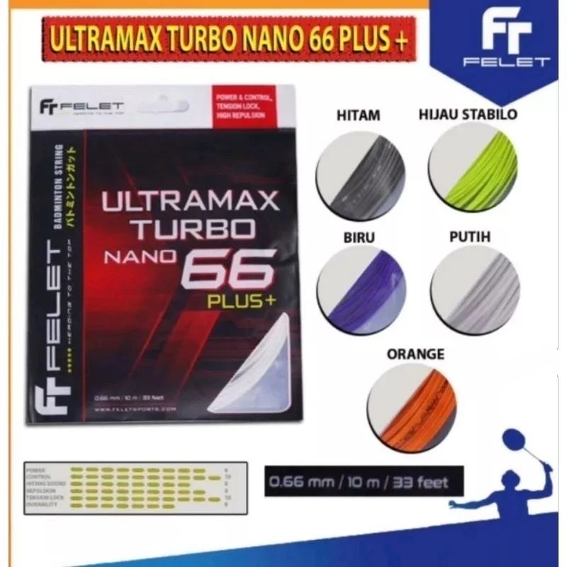 SENAR RAKET BADMINTON FELET ULTRAMAX TURBO NANO 66