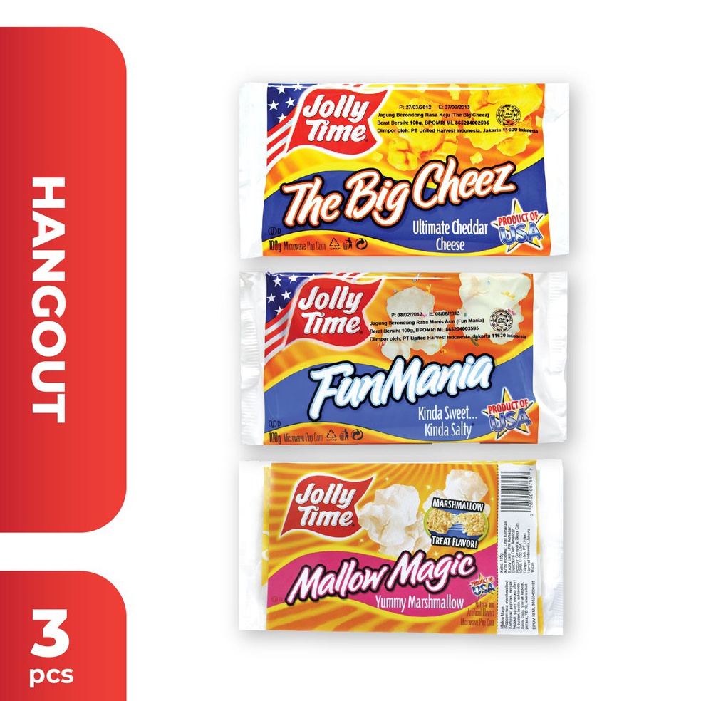

BEST SELLER Jolly Time Paket Hang Out 1TBC 1FM 1MM Microwave Popcorn