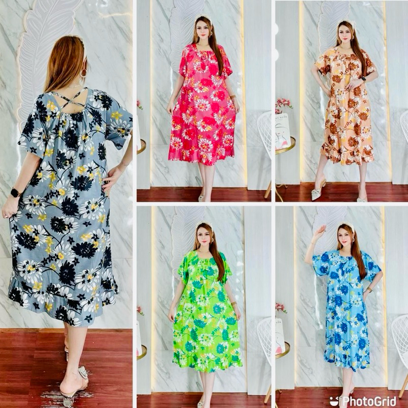 DRES MOTIF BUNGA DASTER RAYON MODEL TERBARU MURAH