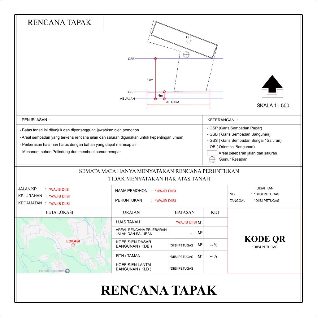 Rencana Tapak 2D SIMBG PBG IMB DENAH TANAH