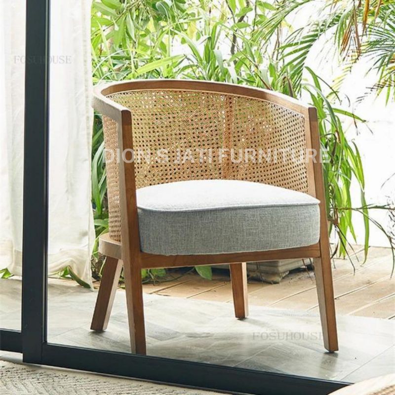 kursi bangku kayu jati rotan minimalis ruang tamu