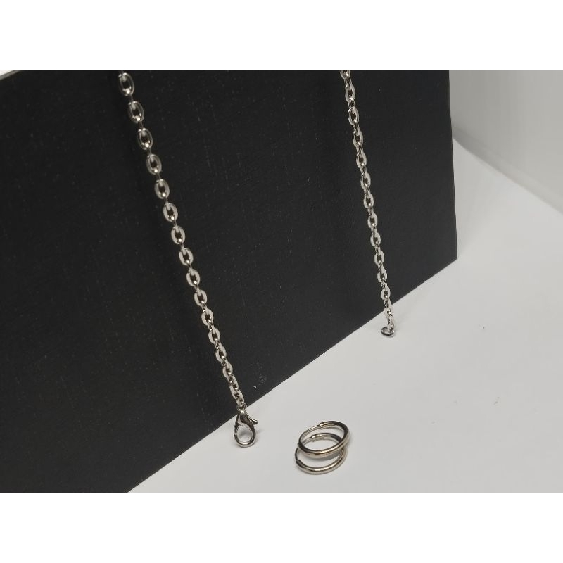 REAL FIK// KALUNG SILVER PANJANG 60 CM TITANIUM FLUSS ANTING