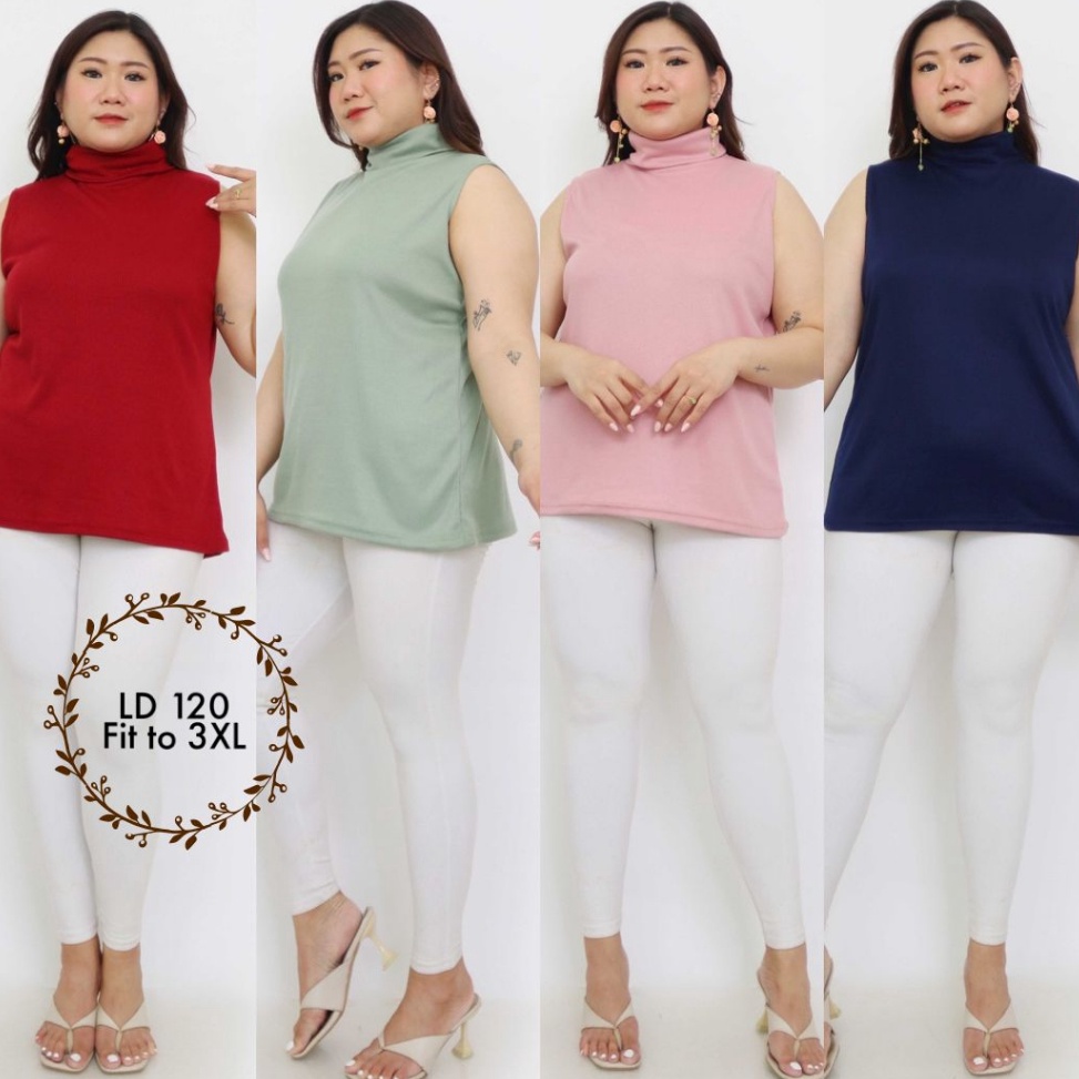 BEST SELLER LD 12  13  FIT TO 3XL  Kaos Turtleneck wanita jumbo inner manset wanita tanpa lengan ata