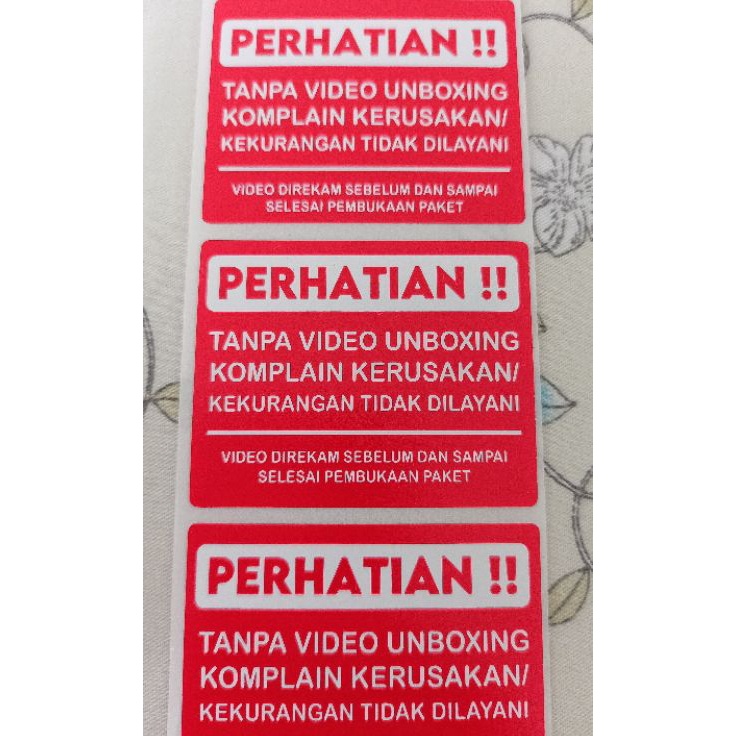 

Free Ongkir STIKER VIDEO MERAH ROLL UK 5X4 CM UNBOXING FRAGILE STICKER isi 5 pcs