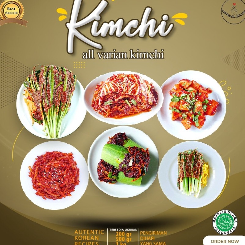 

D2289 Kimchi Halal 1 gr Korea Sawi Lobak Slice Daun Bawang Kucai Perilla