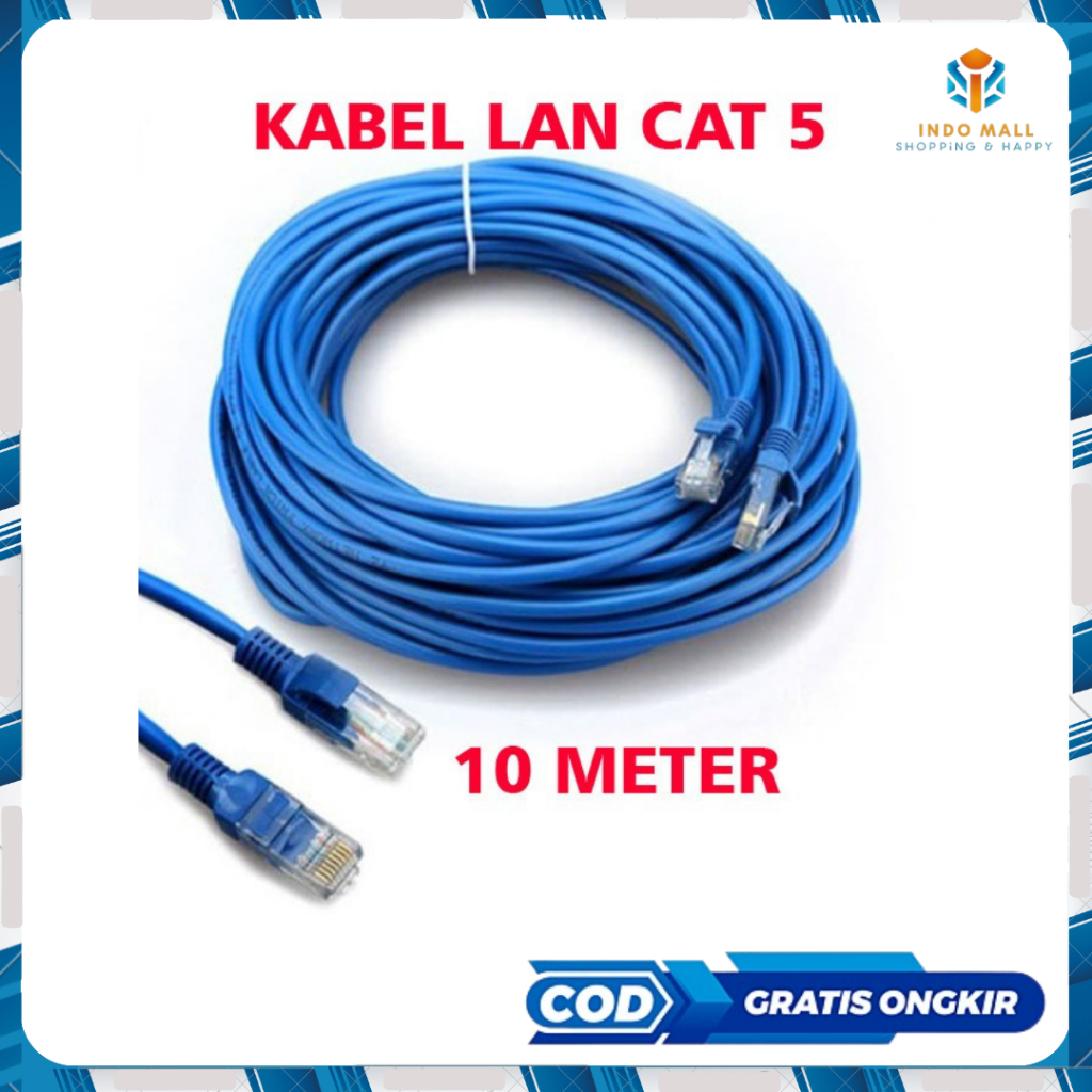 Kabel LAN 10M CAT 5 / Kabel UTP 10 Meter Pabrikan High Quality 333 Kabel RJ45 Ethernet Indomall