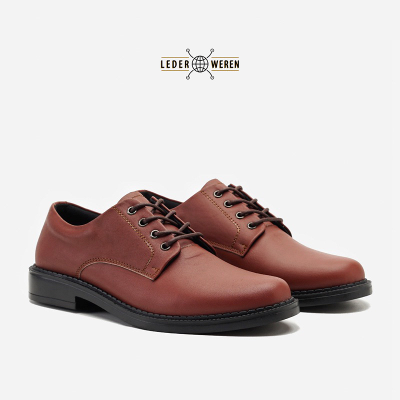 	 Lederweren - Leder Derby 1 Brown - Sepatu Kulit Formal Casual Pria	